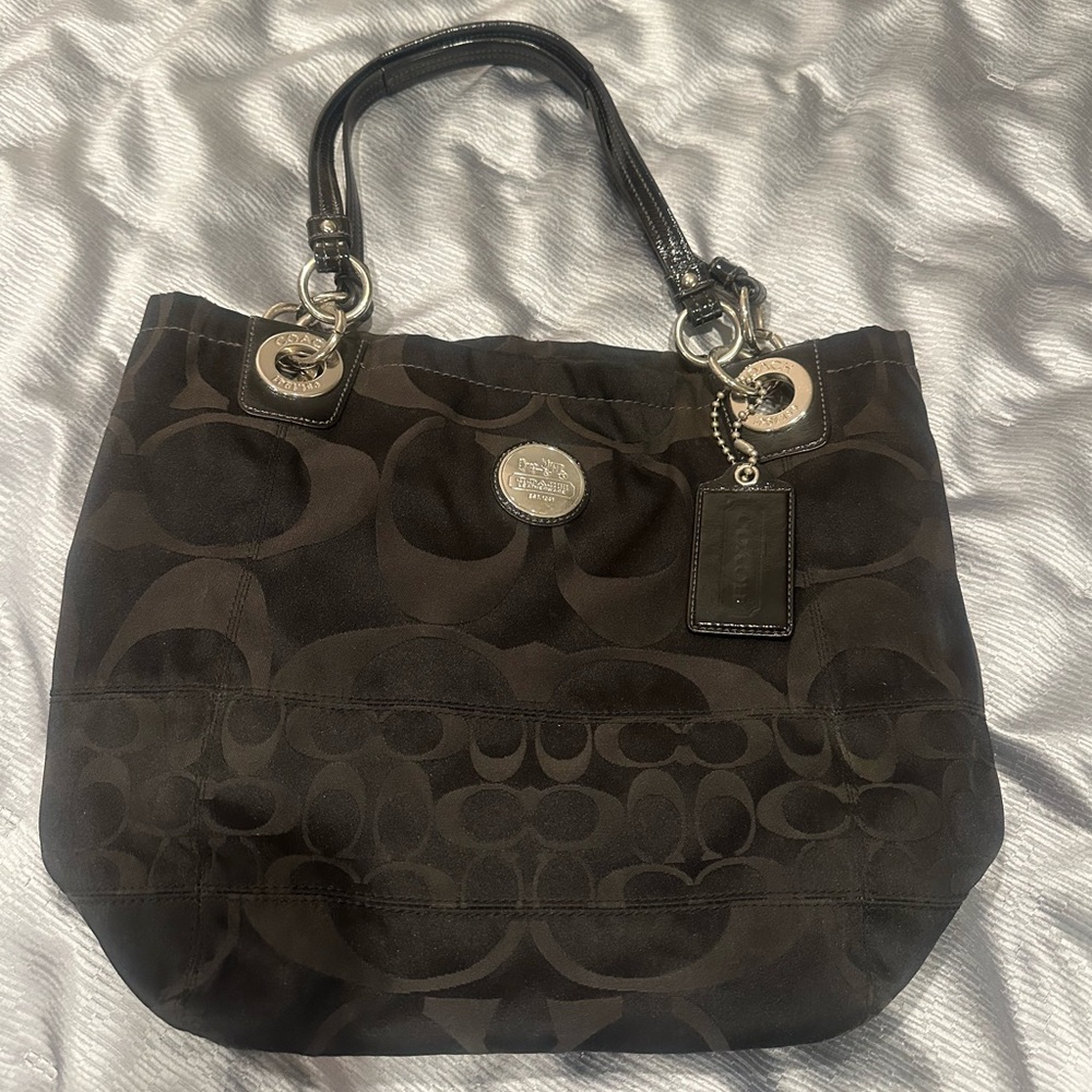 Coach Black Shoulder Bag with Signature Monogram